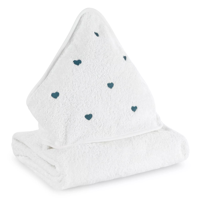 Ręcznik Eurofirany Baby58 100x100 biało niebieski z kapturkiem