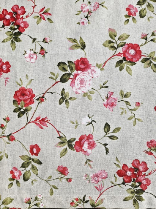 Obrus Martuli 60 150x185 DUŻE KWIATY czerwone na naturalnym tle