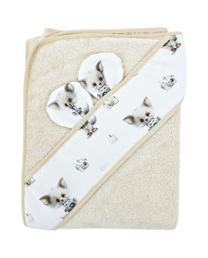 Ręcznik EKO z kapturkiem Fotograf piaskowy 100x100