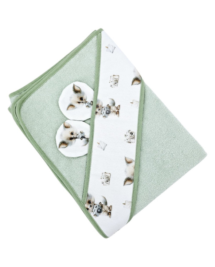 Ręcznik EKO z kapturkiem Fotograf miętowy 100x100