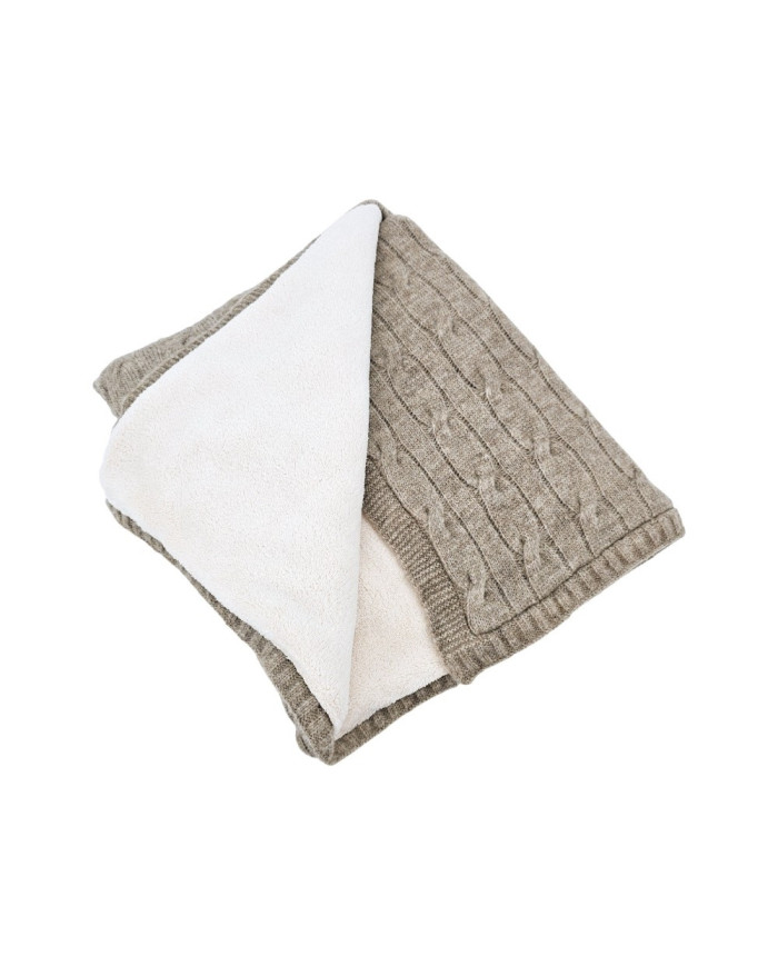 Kocyk EKO dzianinowy z podszyciem PLE-108 80x100 Jasny brąz