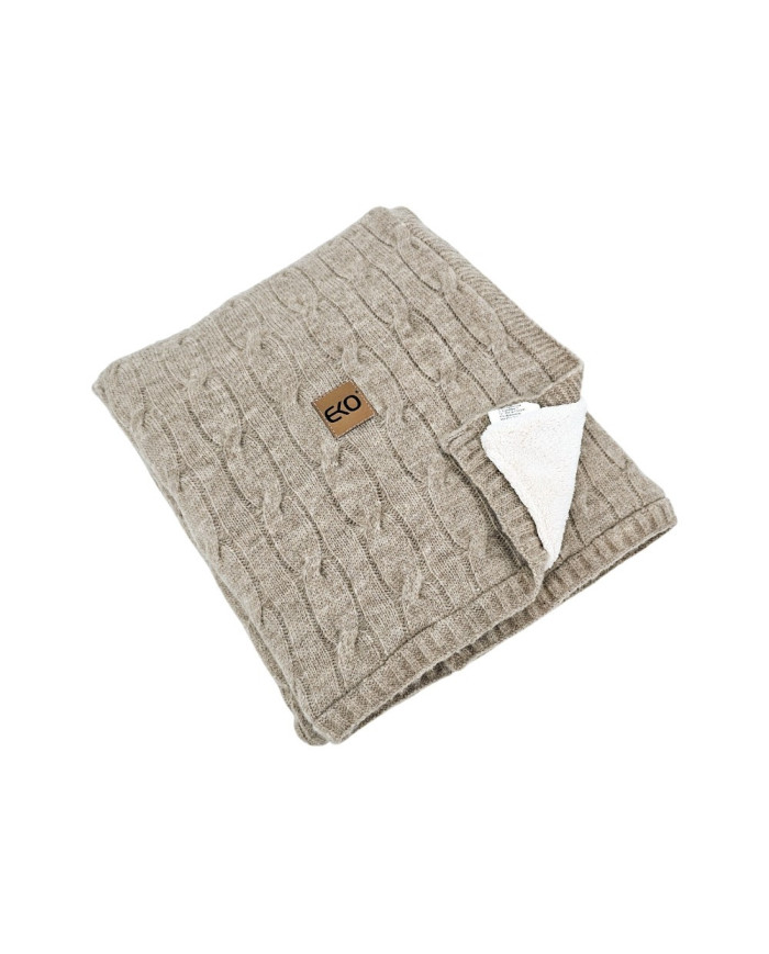 Kocyk EKO dzianinowy z podszyciem PLE-108 80x100 Jasny brąz