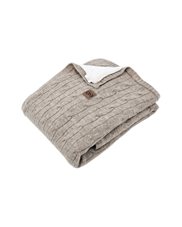 Kocyk EKO dzianinowy z podszyciem PLE-108 80x100 Jasny brąz