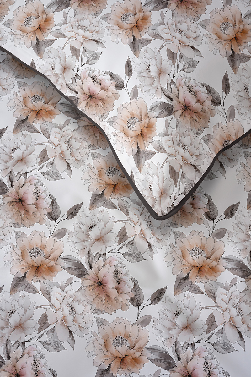 Pościel Martuli Perkal 160x200 Piwonia beżowa