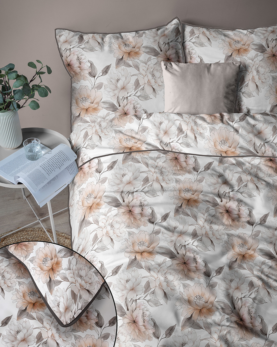 Pościel Martuli Perkal 160x200 Piwonia beżowa