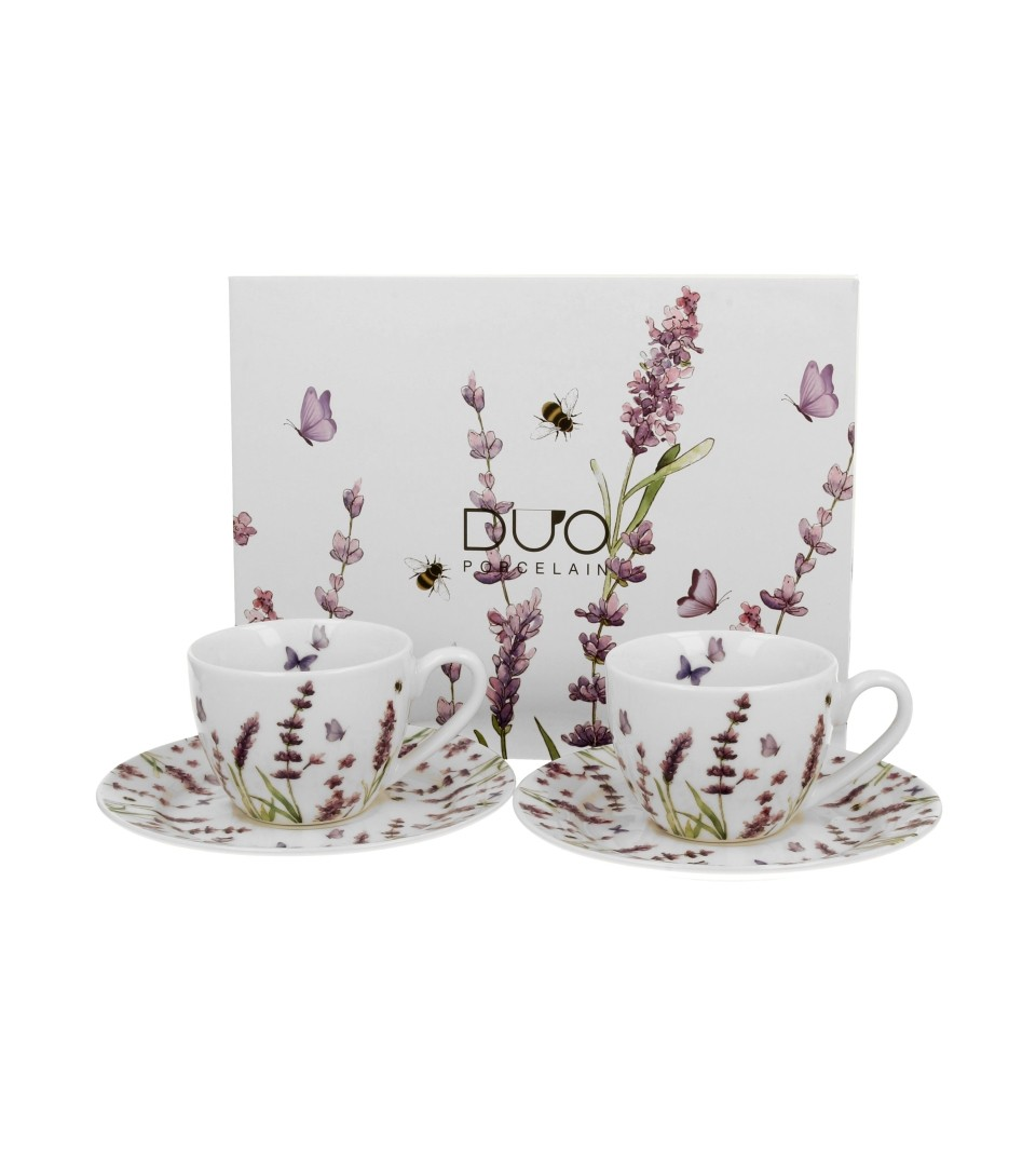 Filiżanka DUO ze spodkiem espresso 2x110ml Classic Lavender