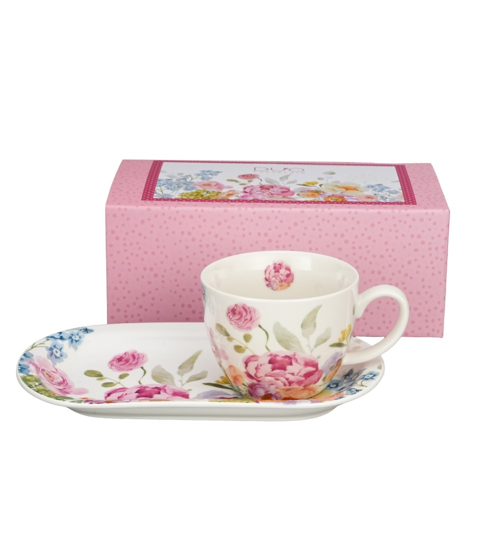 Zestaw Śniadaniowy Duo filiżanka jumbo ze spodkiem JUNE