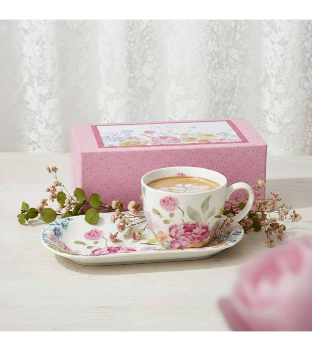 Zestaw Śniadaniowy Duo filiżanka jumbo ze spodkiem JUNE