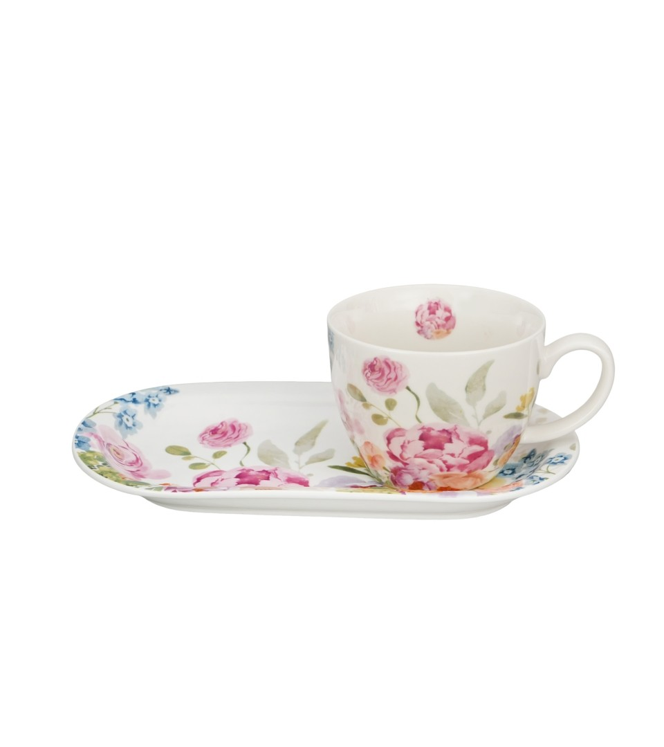 Zestaw Śniadaniowy Duo filiżanka jumbo ze spodkiem JUNE