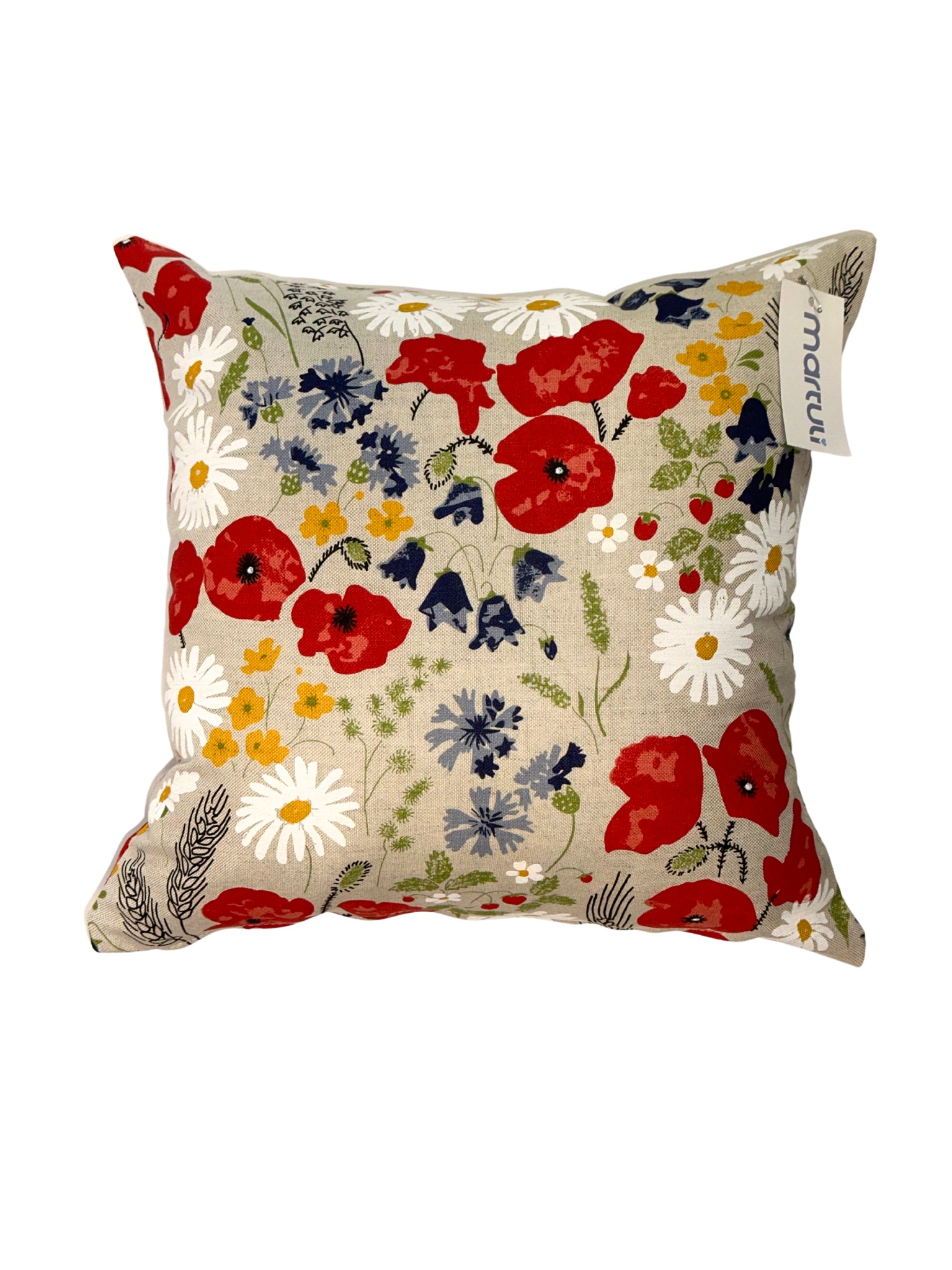 Poszewka Martuli 31 45x45 maki czerwone 55%len 45%bawełna