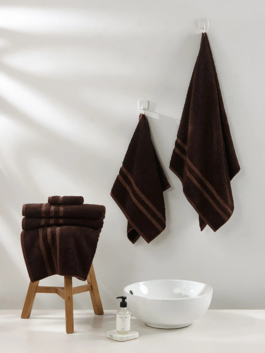 Ręcznik bambusowy Harmony 50x90 brąz+złoto