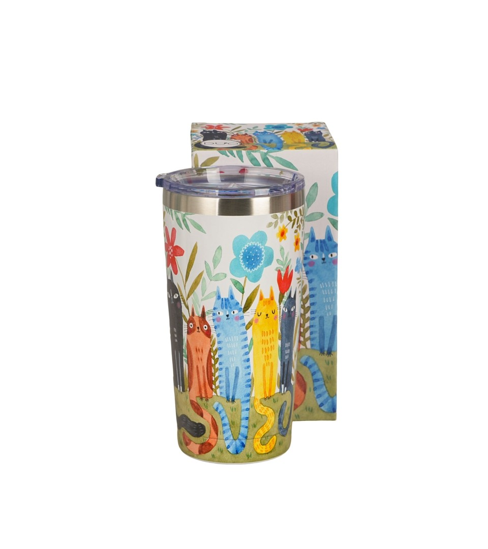 Kubek termiczny Duo prosty 600ml Koty ogrodowe