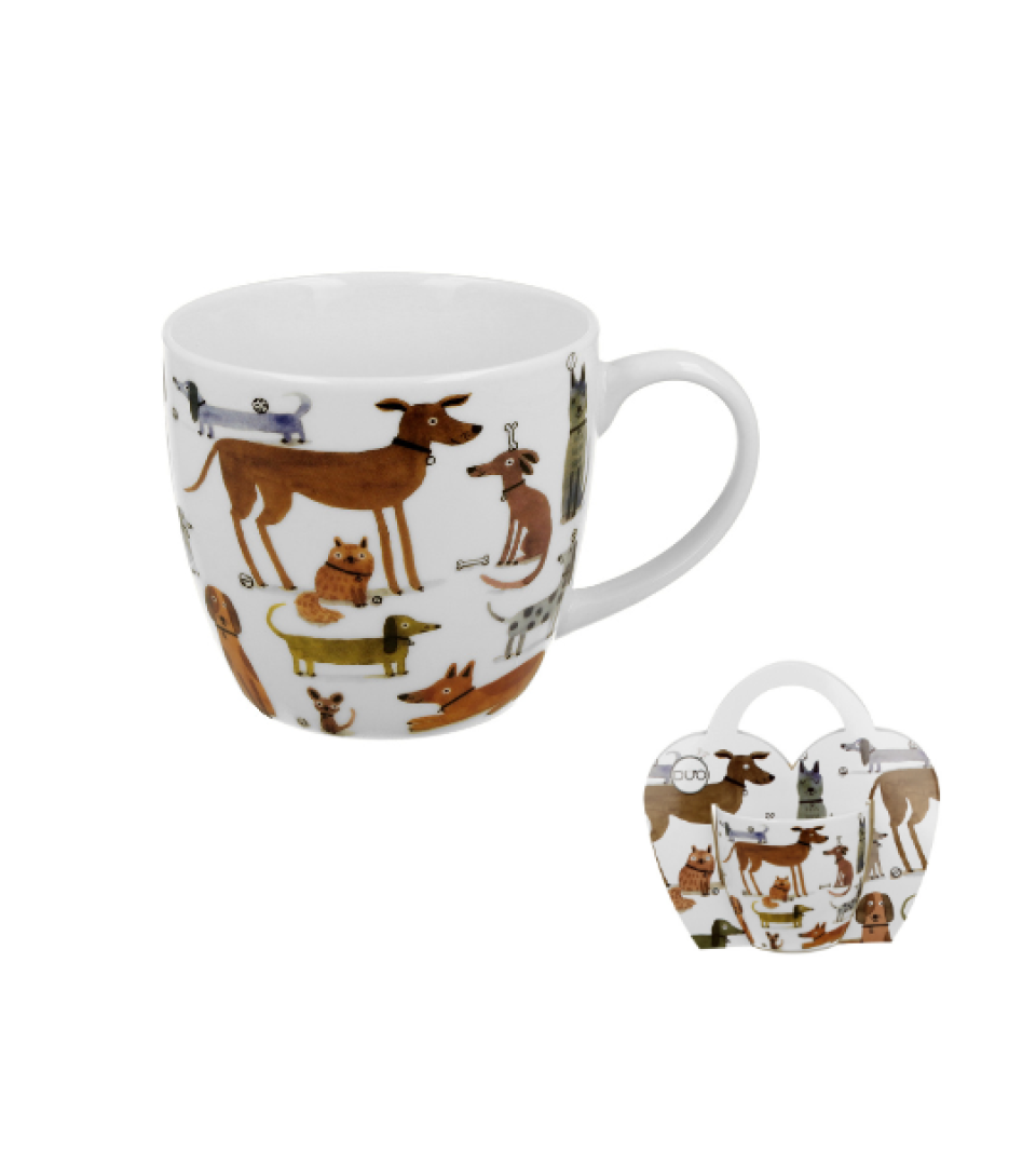 Kubek DUO w koszyczku 460 ml Psi Świat różne rasy