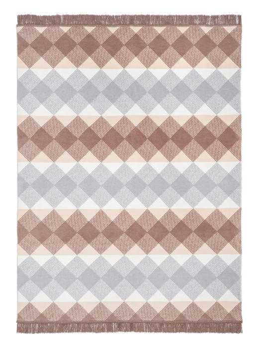 Koc bawełniany Cotton 150x200 Beżowo szare romby