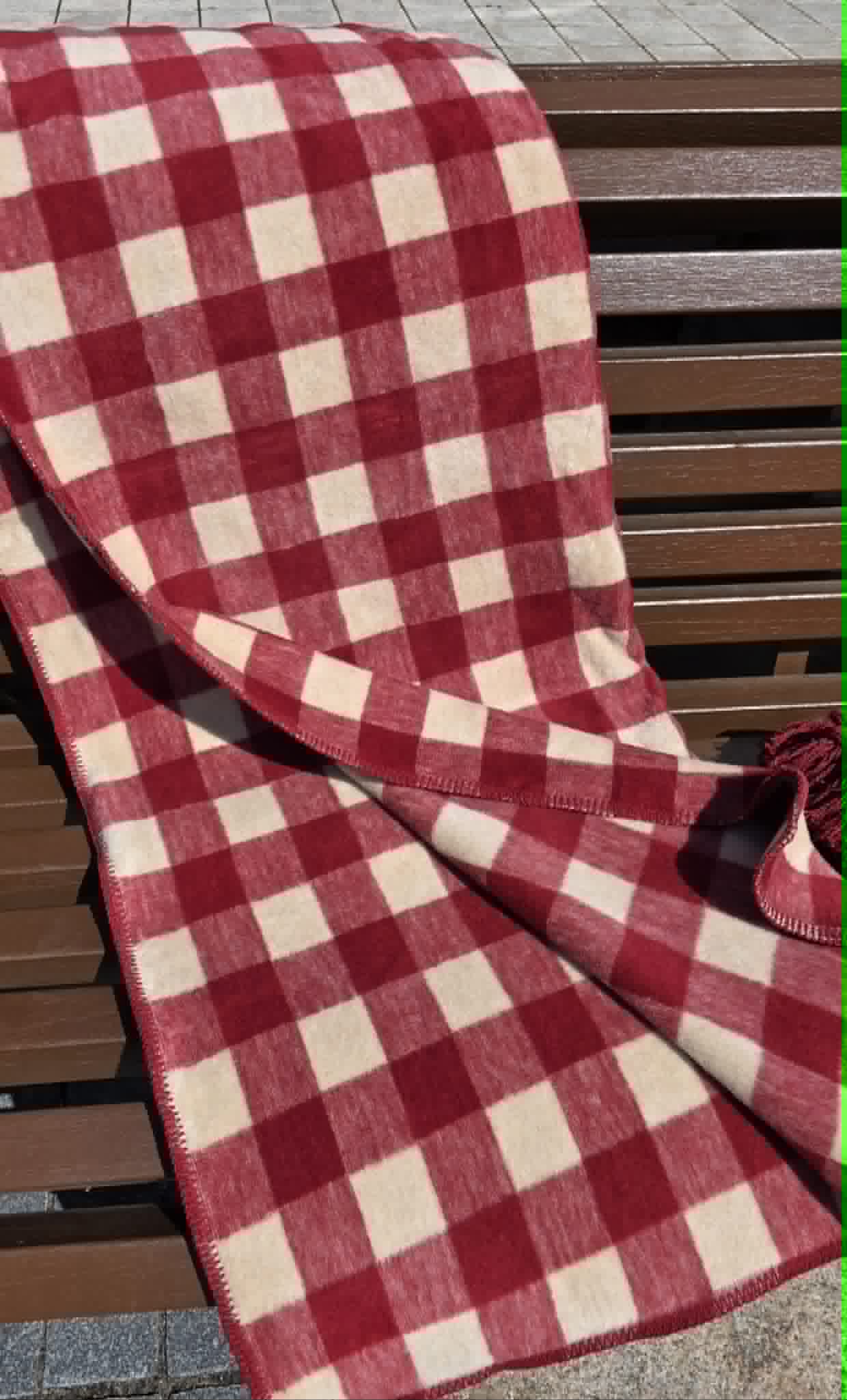Koc bawełniany Cotton 150x200 Bordowo beżowa krata