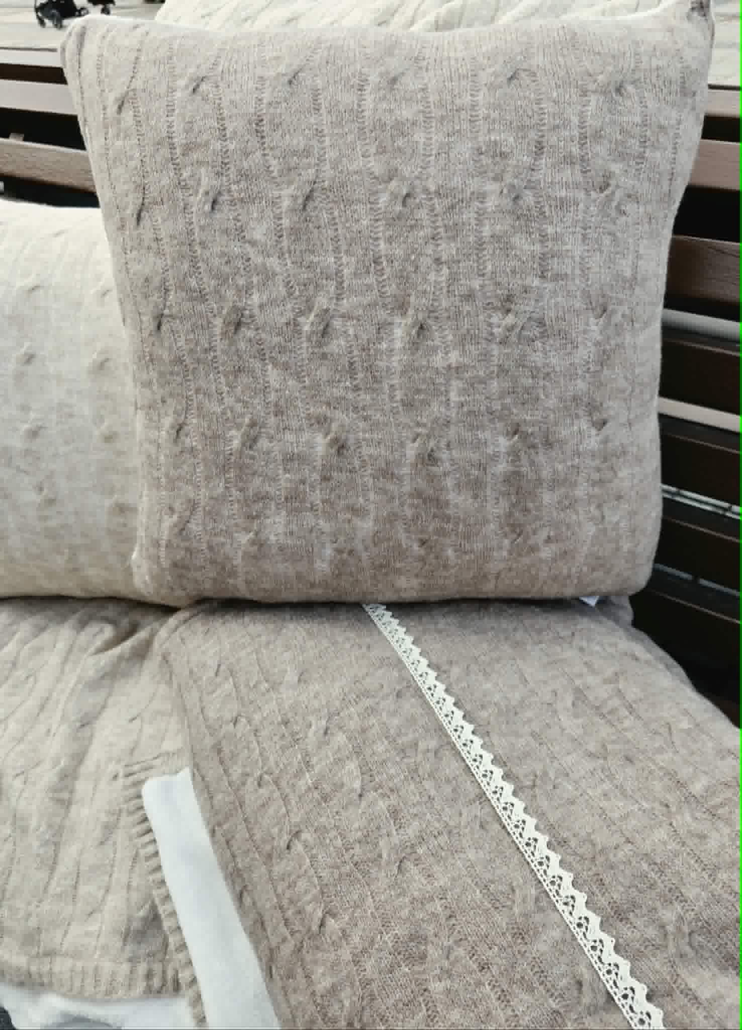 Poszewka EKO3 warkocze 45x45 ciemny beż