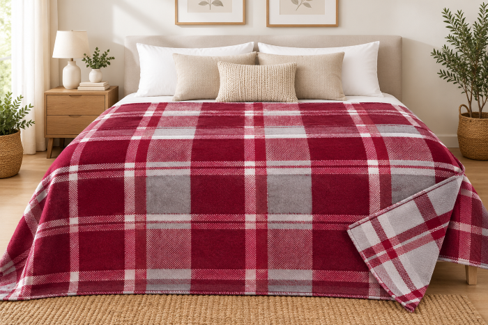 Koc bawełniany Martuli Cotton 150x200 Nordic Red Check