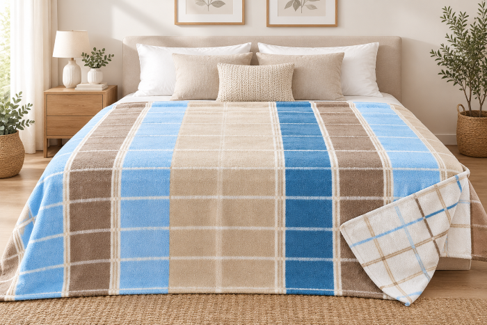 Koc bawełniany Martuli Cotton 150x200 Niebo