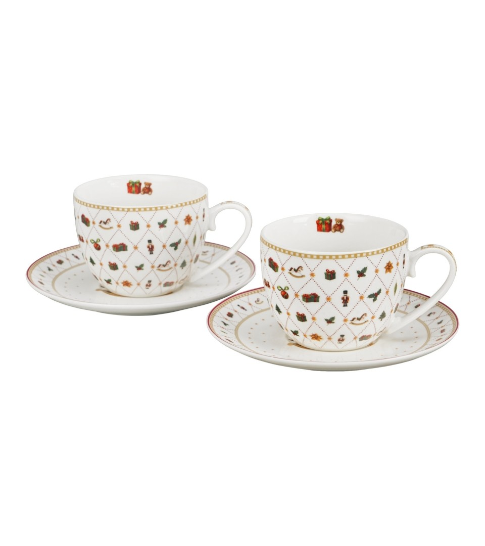 Filiżanki DUO ze spodkami 270ml x2 BIRDS OF WINTER