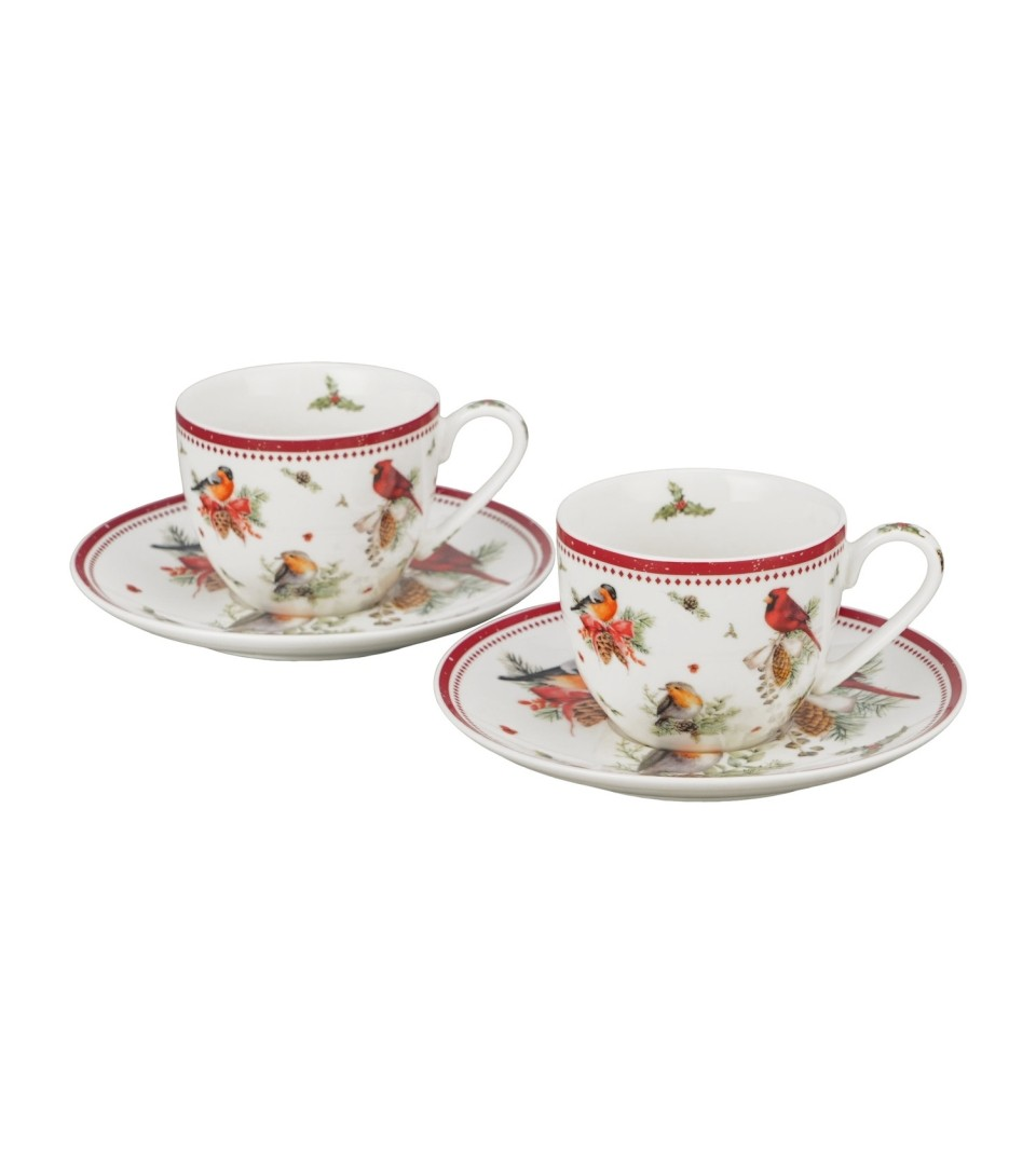Filiżanka DUO ze spodkiem espresso 2X110ml BIRDS OF WINTER