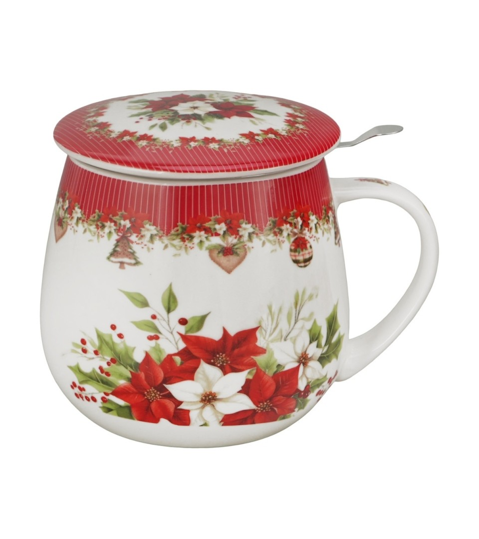Kubek DUO Baryłka 430ml z zaparz CHRISTMAS FLOWER