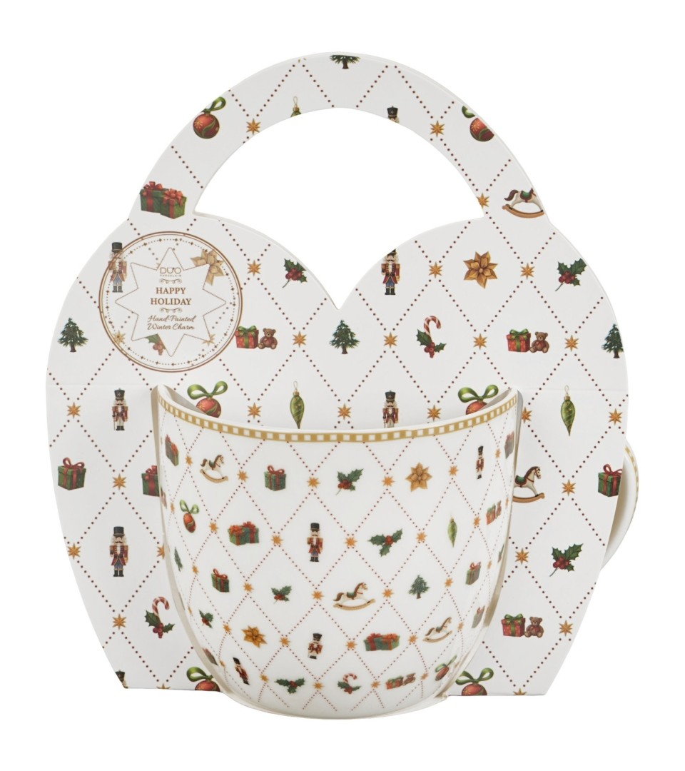 Kubek DUO 460 ml w koszyczku ORNAMENT JOY