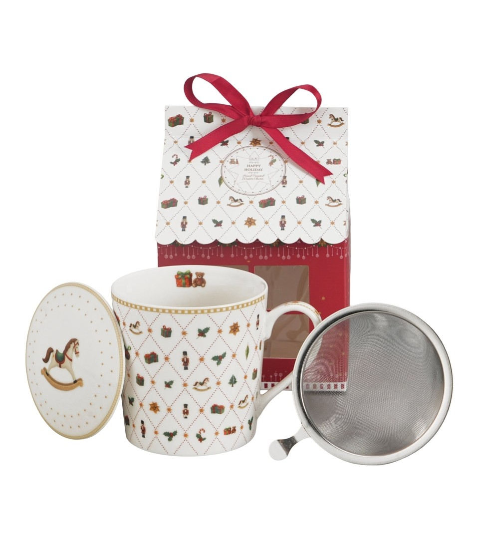 Kubek DUO 360 ml z zaparzaczem w opak domek ORNAMENT JOY