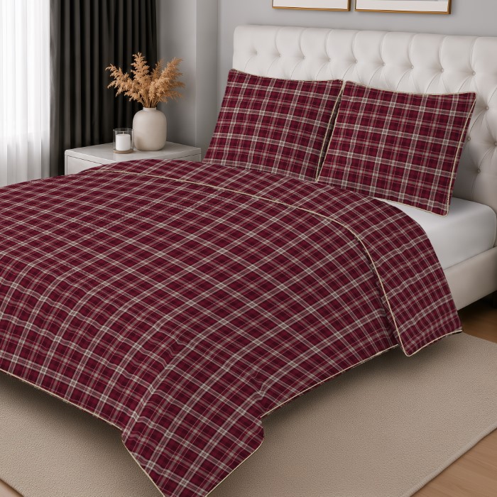 Pościel Martuli Perkal 140x200 Nordic red check