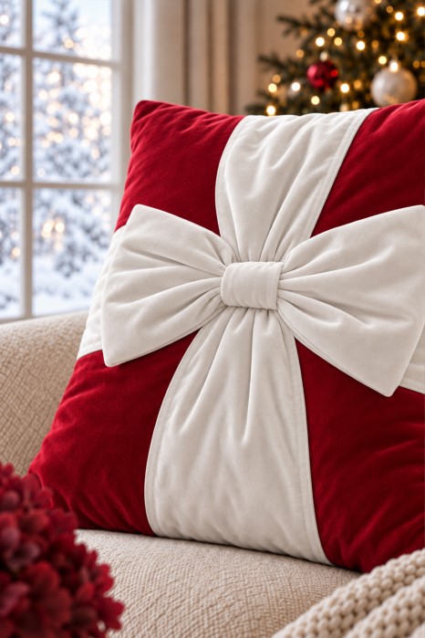 Poszewka Christmas Bow 45x45 czerwona