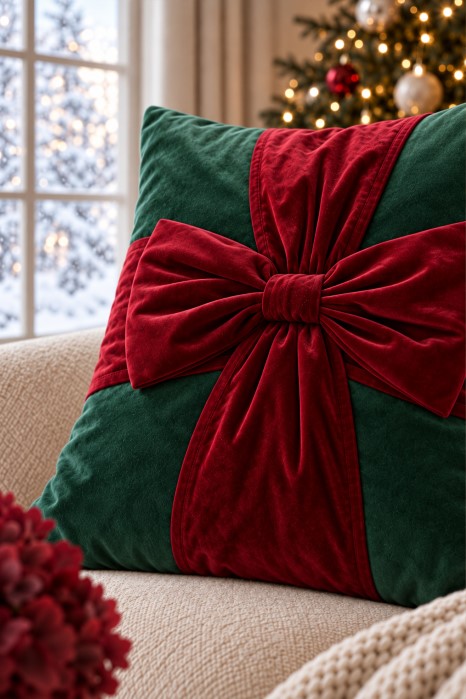Poszewka Christmas Bow 45x45 zielona