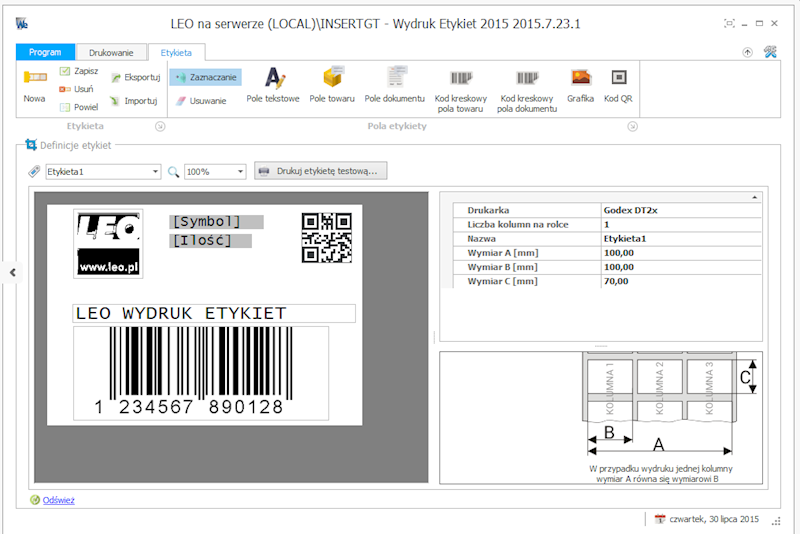 le Program do wydruku etykiet 15