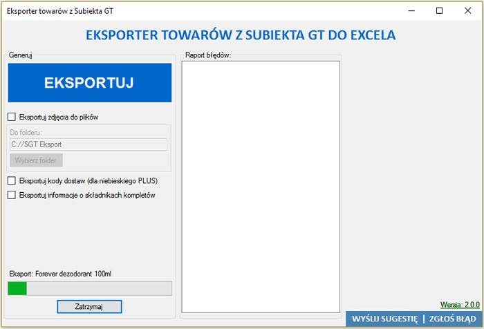 Eksport towarów, cenników do plików XLS dla GT ar