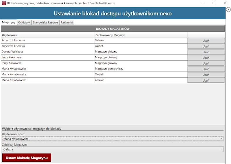 Blokowanie dostępu użytkowników dla nexo PRO ar