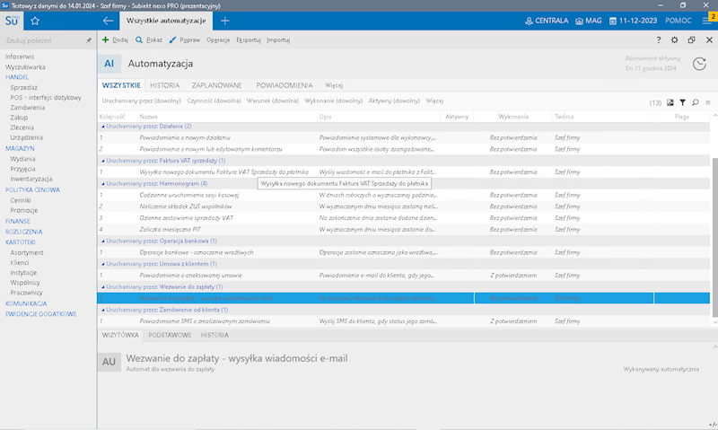 Automatyzacja - moduł dla programów Nexo/Nexo PRO