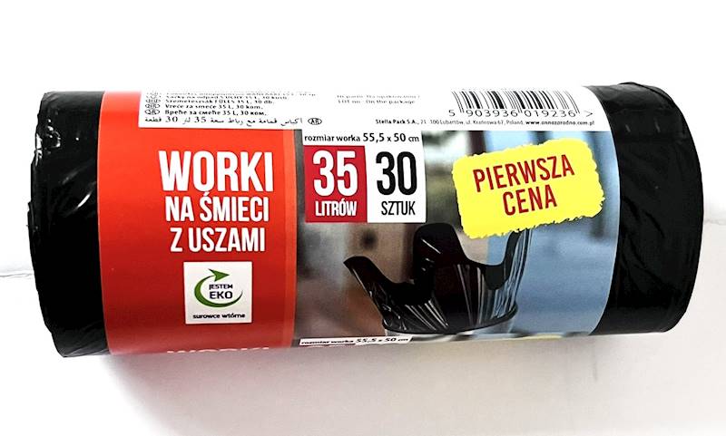 WORKI NA SMIECI Z USZAMI 35L PIERWSZA CENA