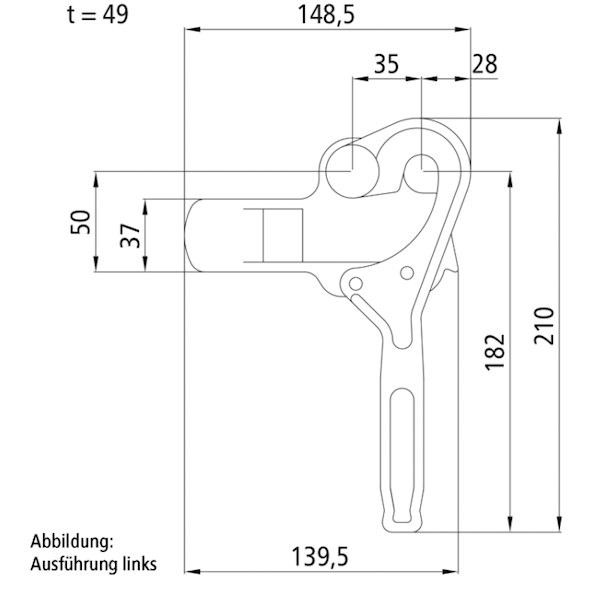 Zamknięcia wahadłowe 3821-prawe,surowe