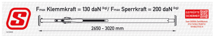 Drążek rozporowy 2650-3020 mm, aluminium