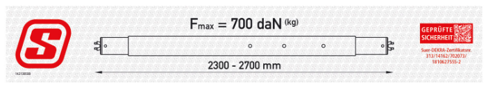 Belka kwadratowa 2300-2700 mm, stal ocynkowana