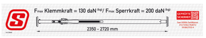 Drążek rozporowy 2350-2720 mm, aluminium
