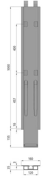 Słupek K20,środkowy do burty 1000 mm z Kinnetop 