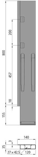 Słupek K20, tył lewy bez zamkn. do burty 800 mm