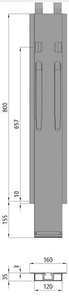 Słupek K20, środkowy do burty 800 mm z Kinnetop 