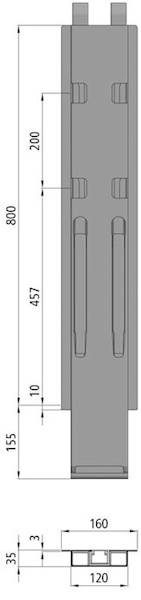 Słupek K20, środkowy do burty 800 mm z Kinnetop 