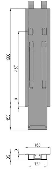 Słupek K20, środkowy do burty 600 mm z Kinnetop