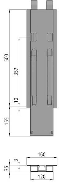 Słupek K20, środkowy do burty 500 mm z Kinnetop