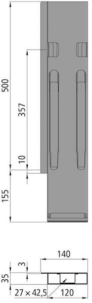 Słupek K20, tył prawy z zamkn. do burty 500 mm