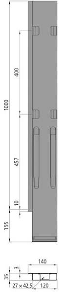 Słupek K20, tył lewy z zamkn. do burty 1000 mm