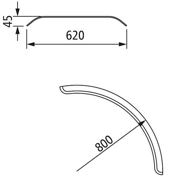 Błotnik T1/4-HS-PE 6215 - 620/800/1500 (BxRxL)