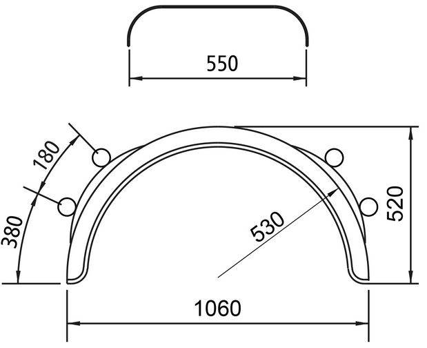 Błotnik 1/2 - H-PE 55.1060.17-IKK z mocowaniami