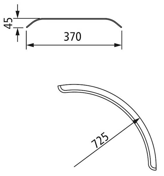 Błotnik T1/4-HS-PE 3713 - 370/725/1300 (BxRxL)